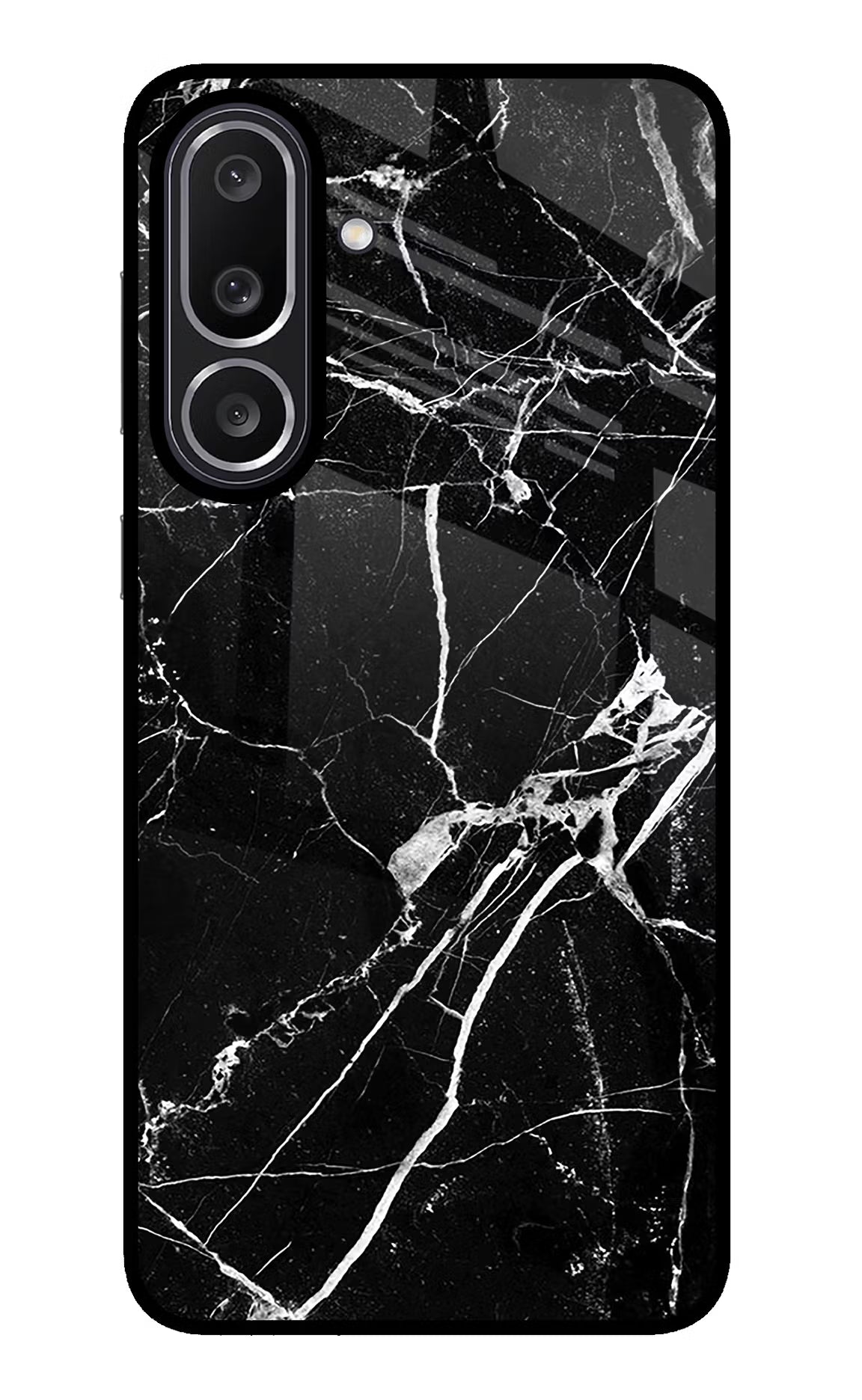 Black Marble Pattern Samsung M56 5G Glass Case Back Cover by Casekaro