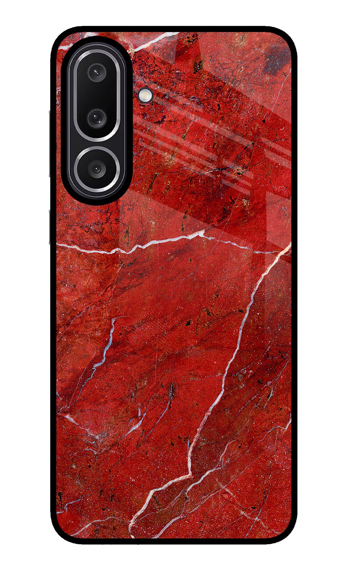 Red Marble Design Samsung M56 5G Glass Case Back Cover by Casekaro