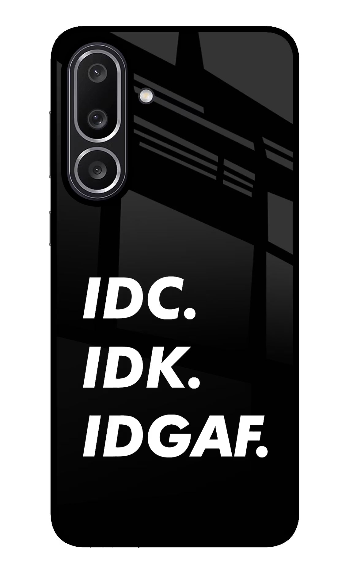Idc Idk Idgaf Samsung M56 5G Glass Case Back Cover by Casekaro