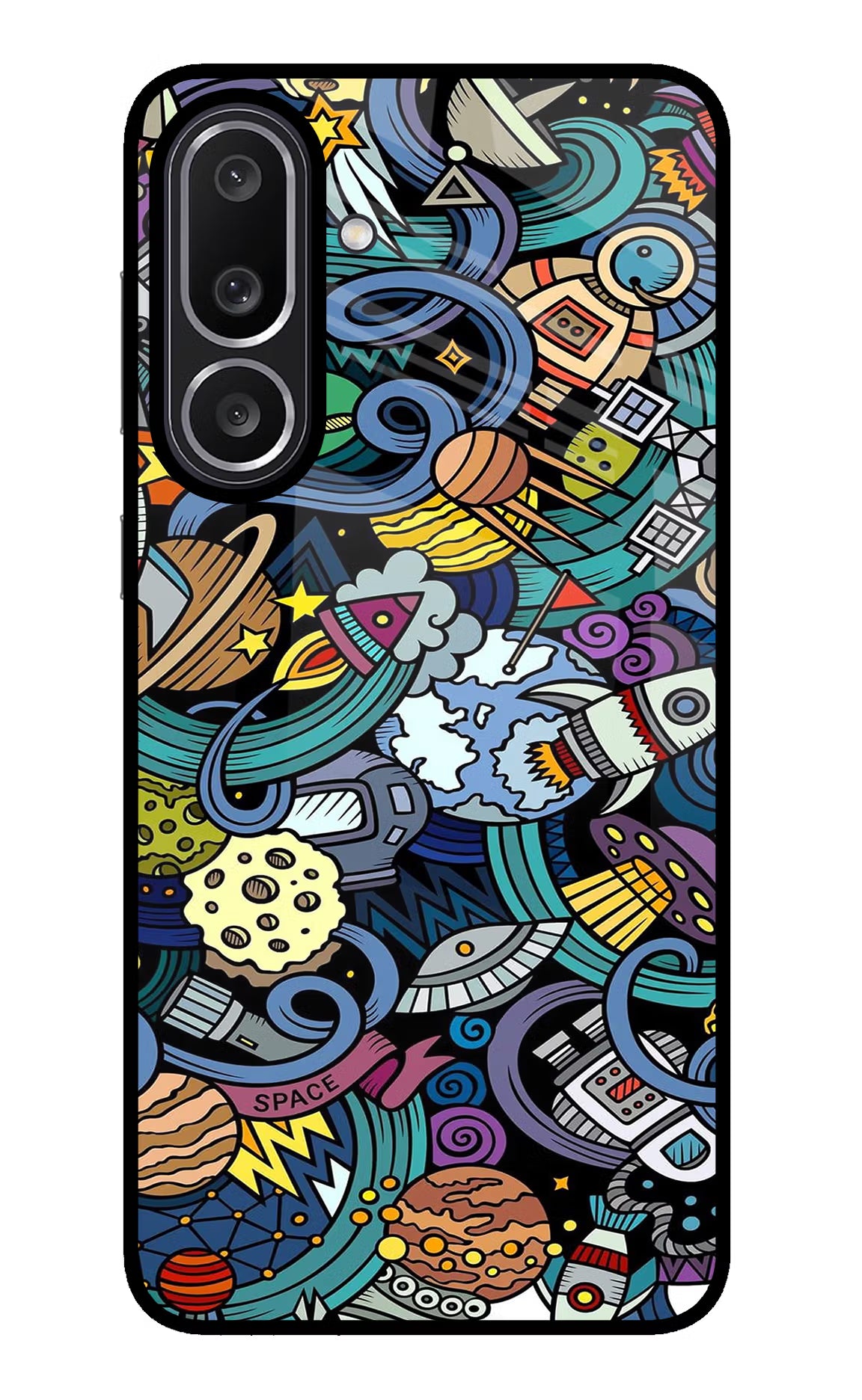 Space Abstract Samsung M56 5G Glass Case Back Cover by Casekaro