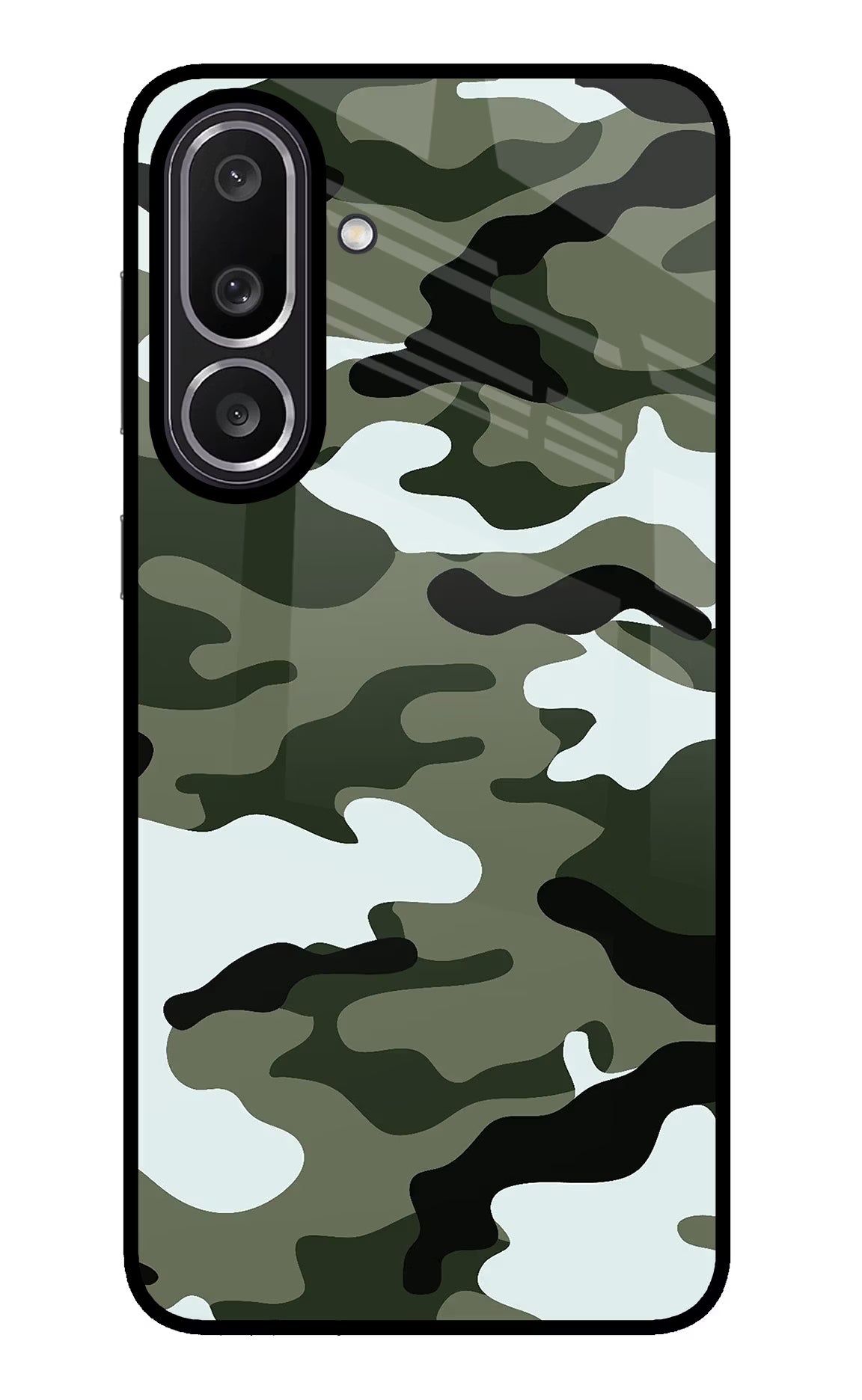 Camouflage Samsung M56 5G Glass Case Back Cover by Casekaro