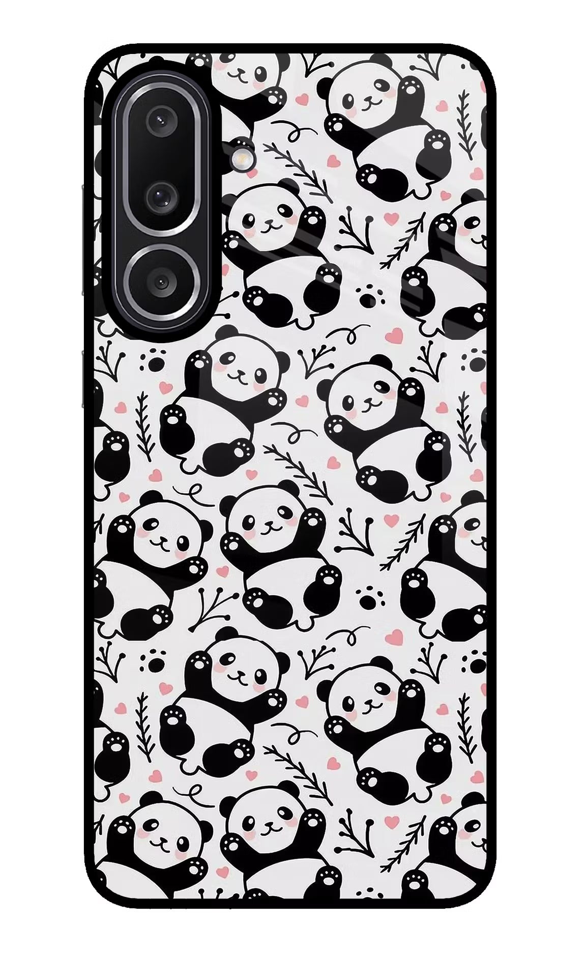 Cute Panda Samsung M56 5G Glass Case Back Cover by Casekaro