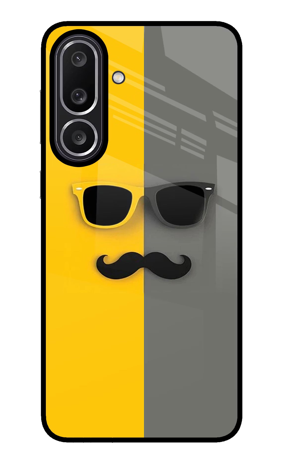 Sunglasses with Mustache Samsung M56 5G Glass Case Back Cover by Casekaro
