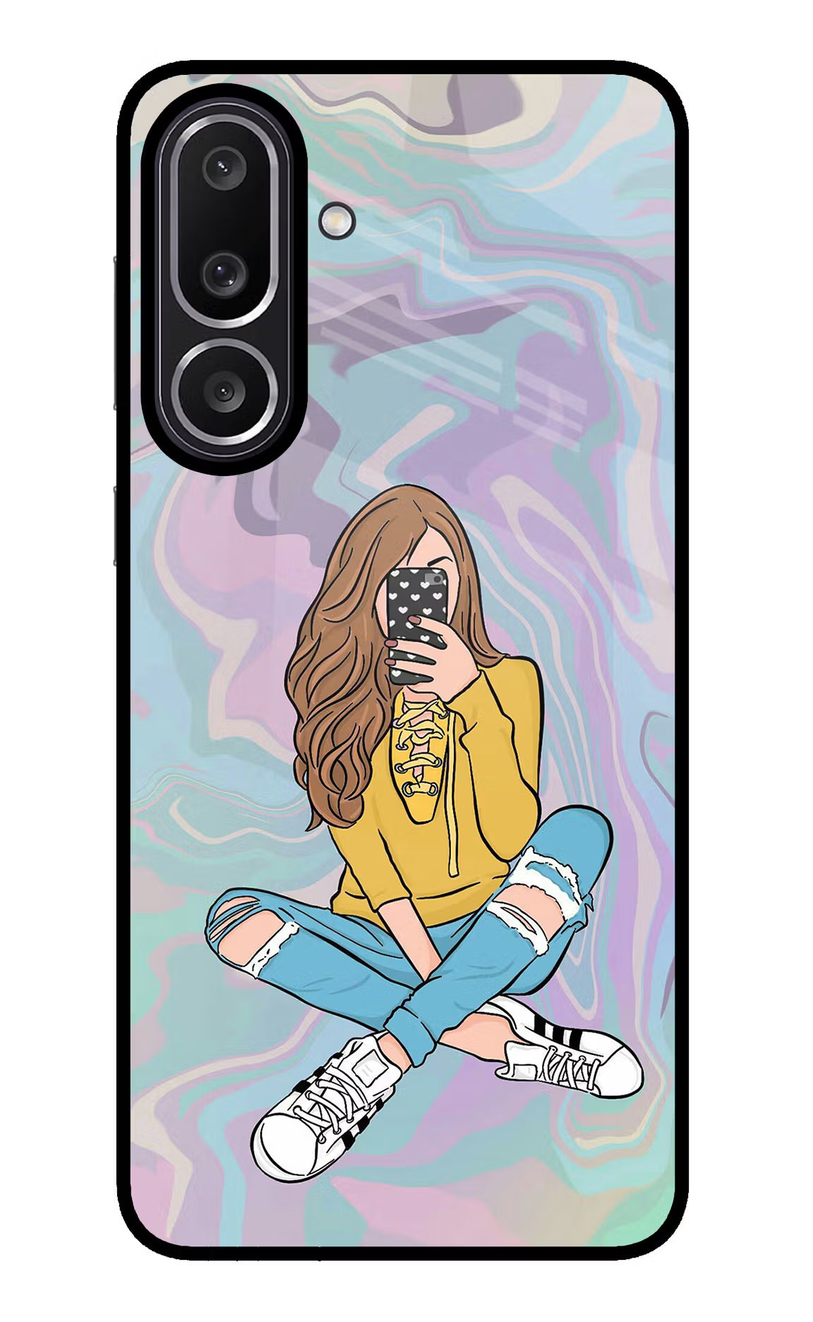 Selfie Girl Samsung M56 5G Glass Case Back Cover by Casekaro