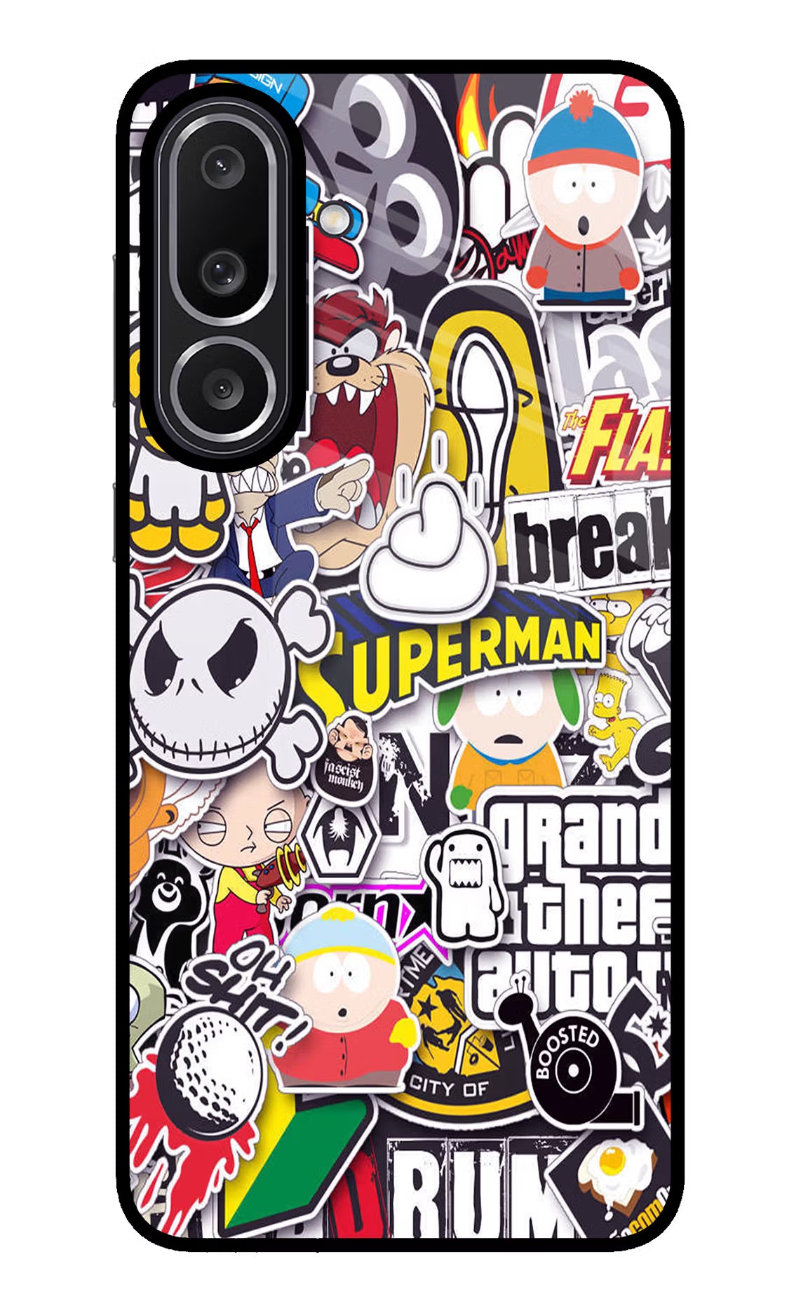 Sticker Bomb Samsung M56 5G Glass Case Back Cover by Casekaro