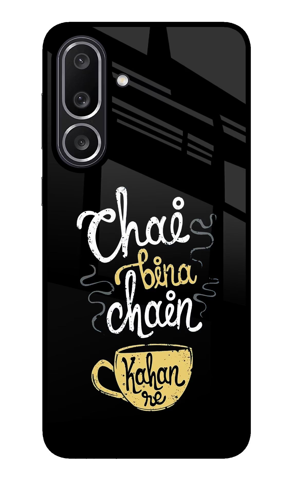 Chai Bina Chain Kaha Re Samsung M56 5G Glass Case Back Cover by Casekaro