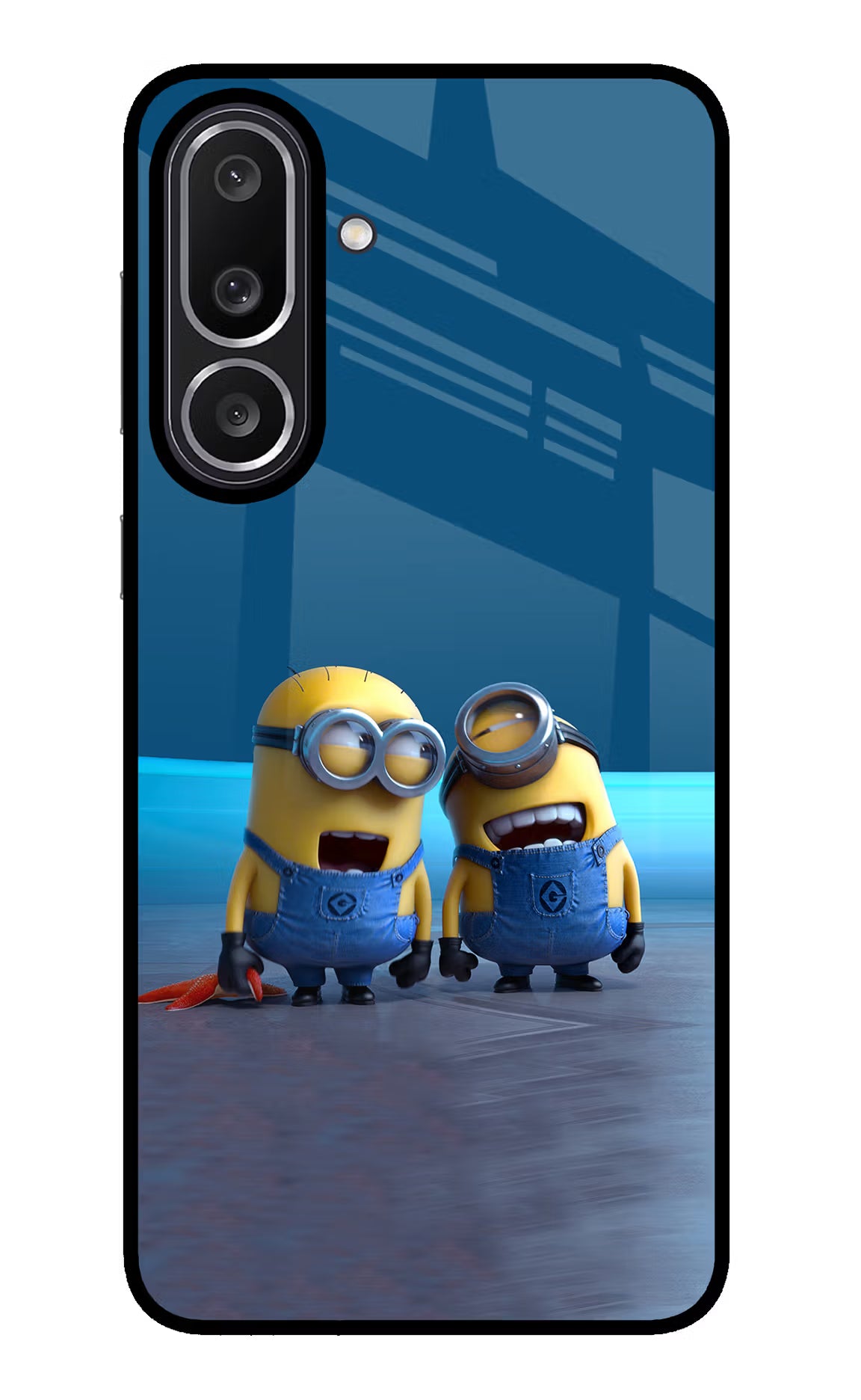 Minion Laughing Samsung M56 5G Glass Case Back Cover by Casekaro