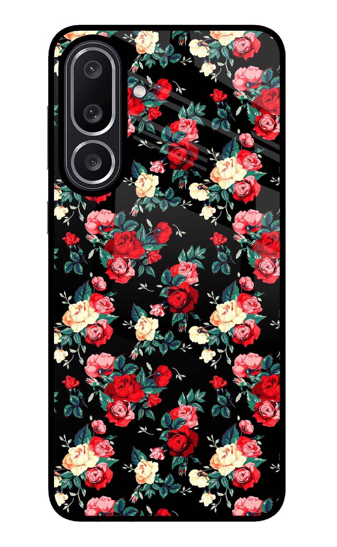 Rose Pattern Samsung M56 5G Glass Case Back Cover by Casekaro