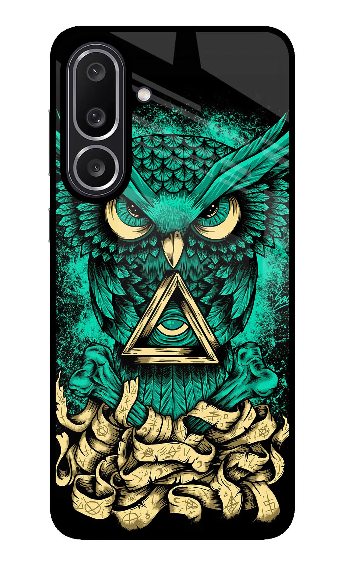 Green Owl Samsung M56 5G Glass Case Back Cover by Casekaro