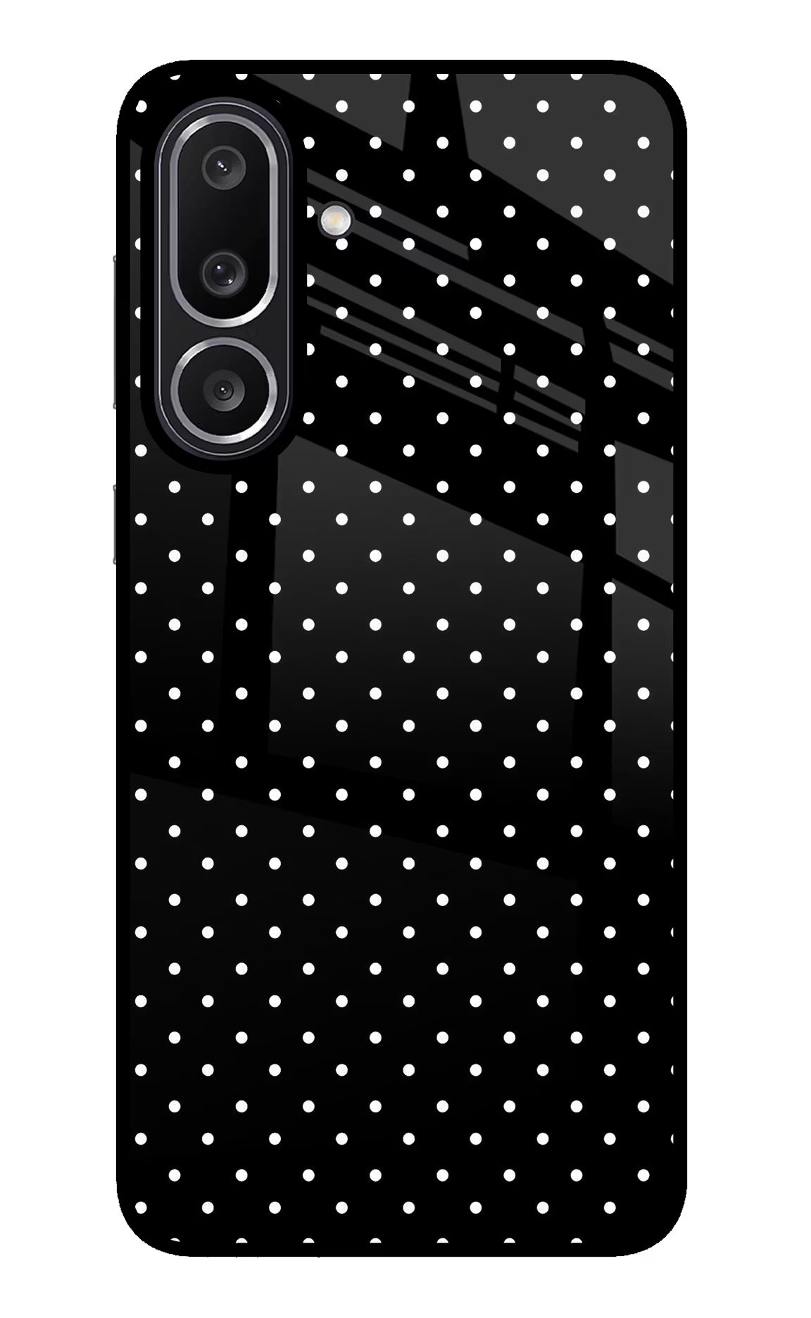 White Dots Samsung M56 5G Glass Case Back Cover by Casekaro