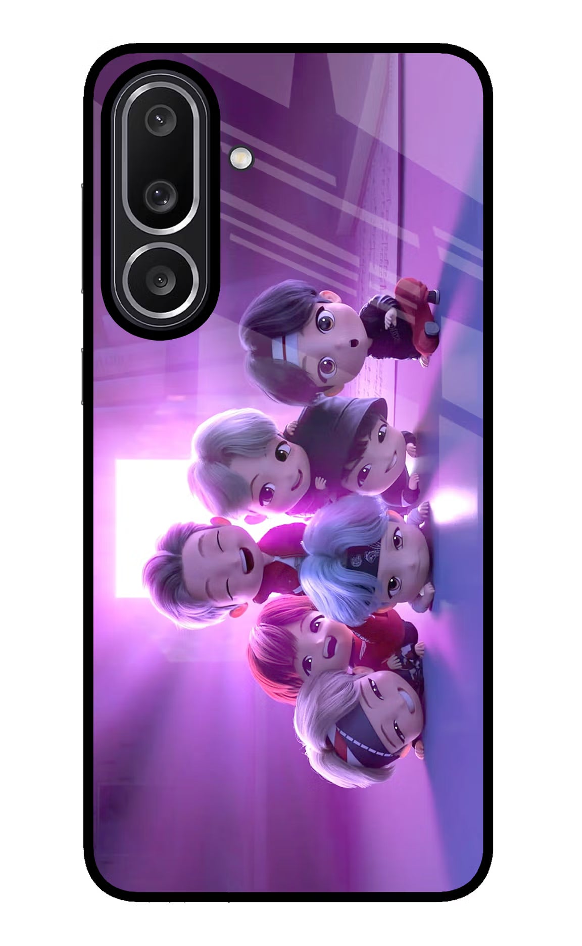 BTS Chibi Samsung M56 5G Glass Case Back Cover by Casekaro