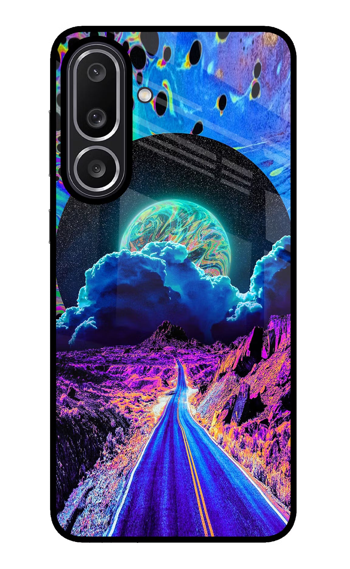 Psychedelic Painting Samsung M56 5G Glass Case Back Cover by Casekaro