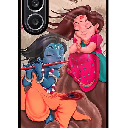 Radhe Krishna Samsung M56 5G Glass Case Back Cover by Casekaro