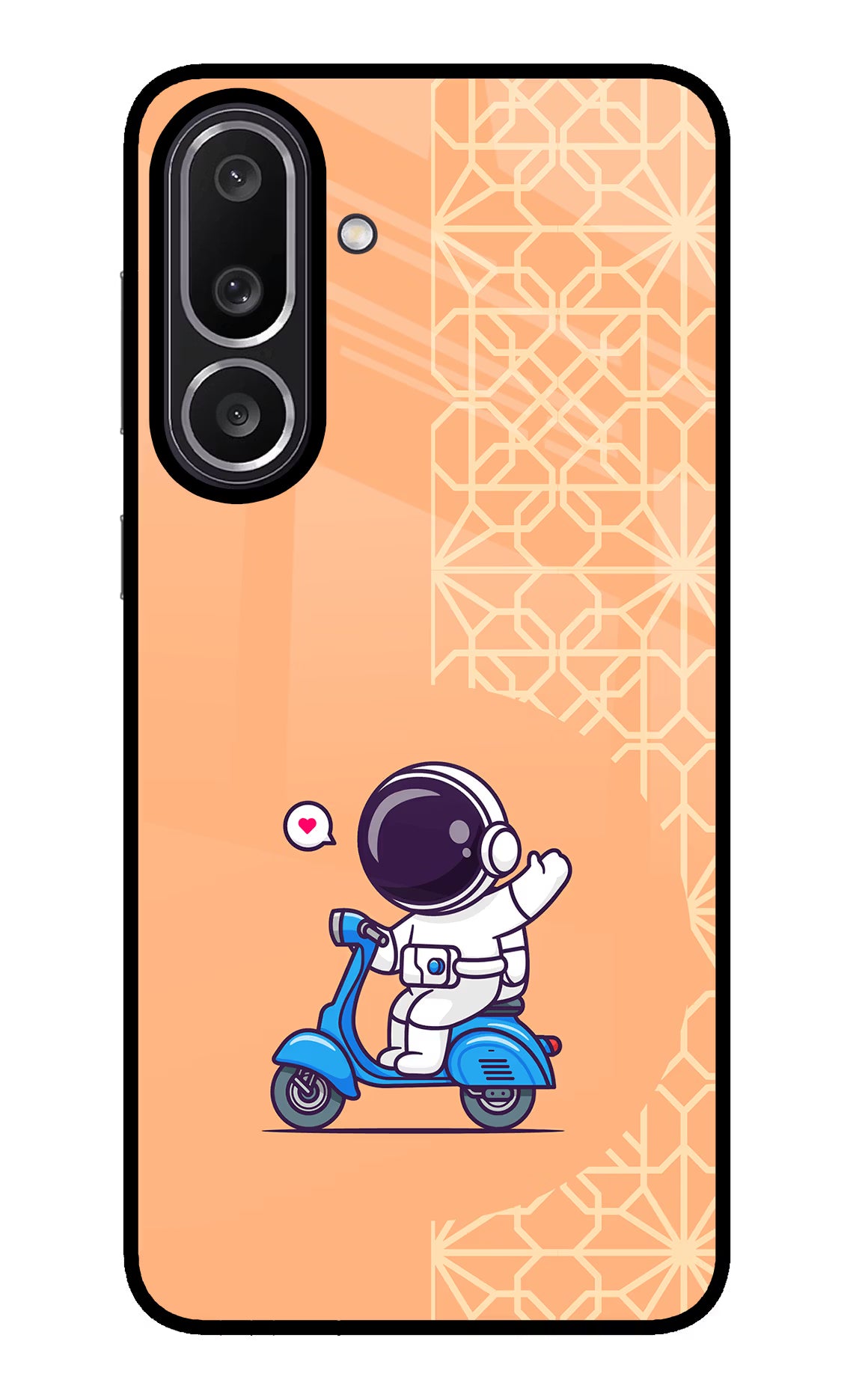 Cute Astronaut Riding Samsung M56 5G Glass Case Back Cover by Casekaro