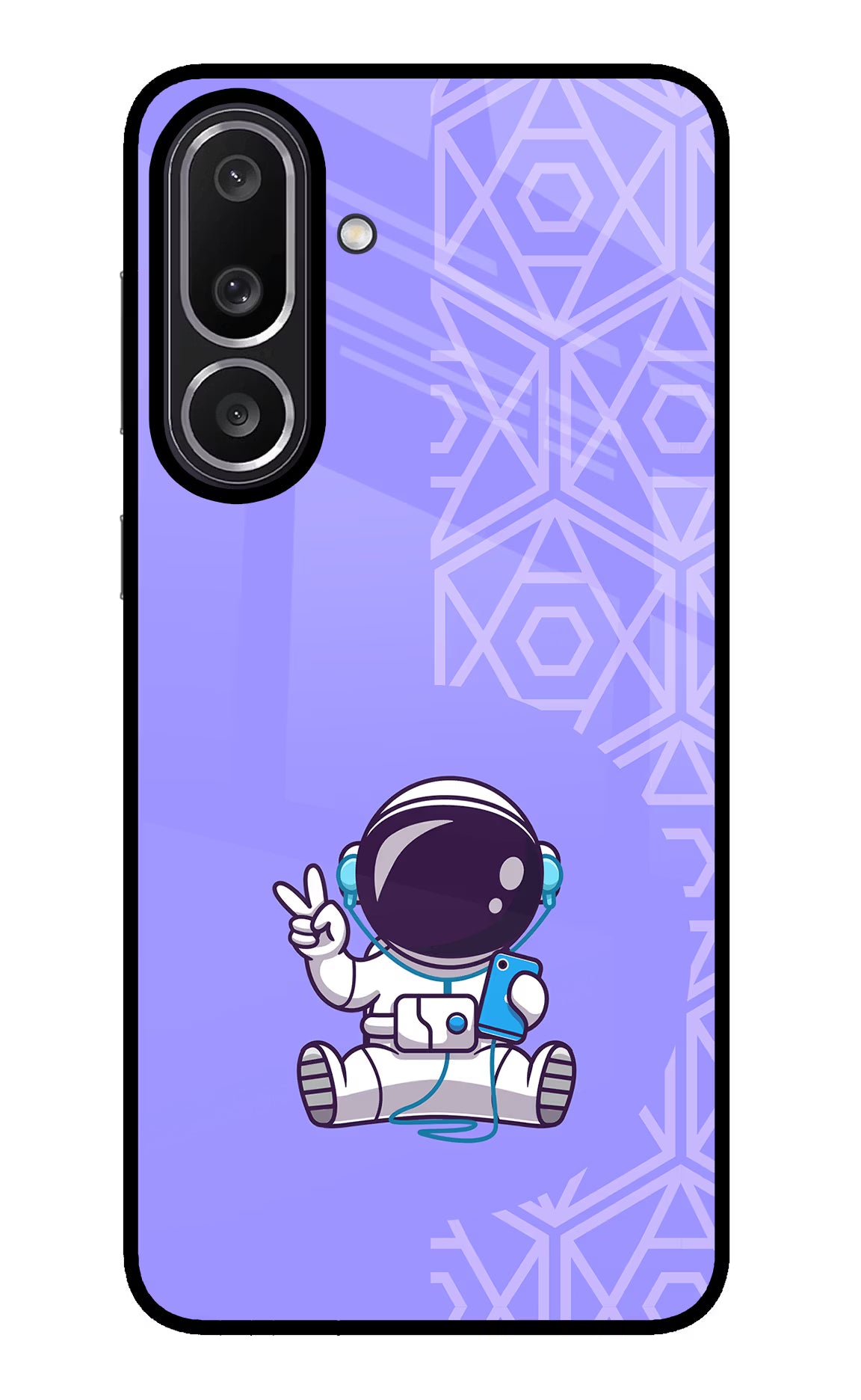 Cute Astronaut Chilling Samsung M56 5G Glass Case Back Cover by Casekaro