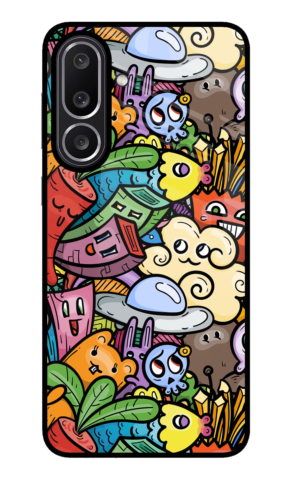 Veggie Doodle Samsung M56 5G Glass Case Back Cover by Casekaro