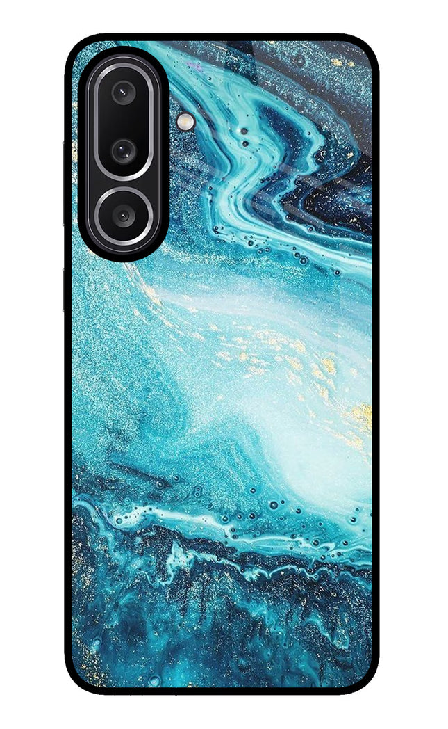Blue Glitter Marble Samsung M56 5G Glass Case