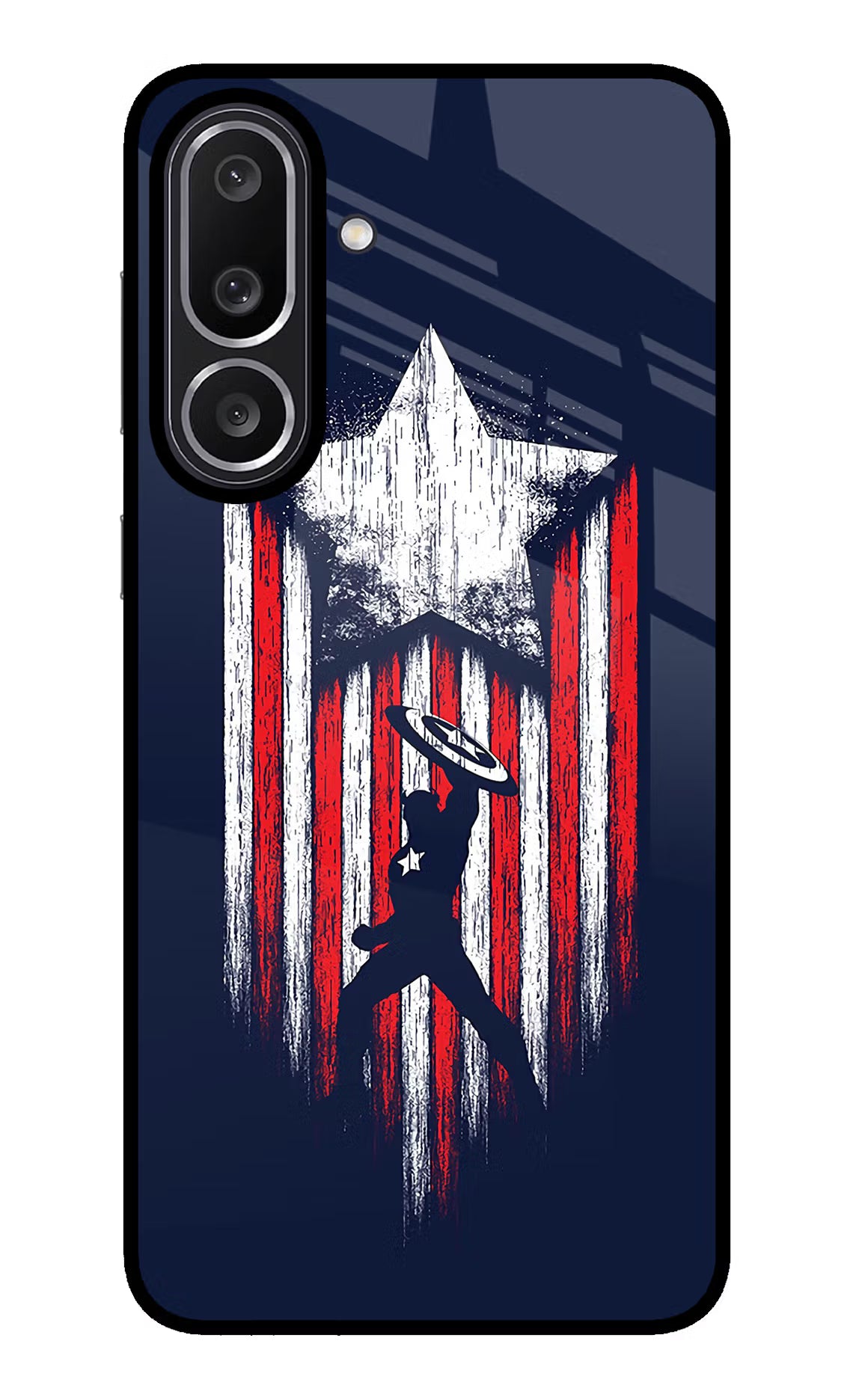 Captain America Marvel Art Samsung M56 5G Glass Case Back Cover by Casekaro