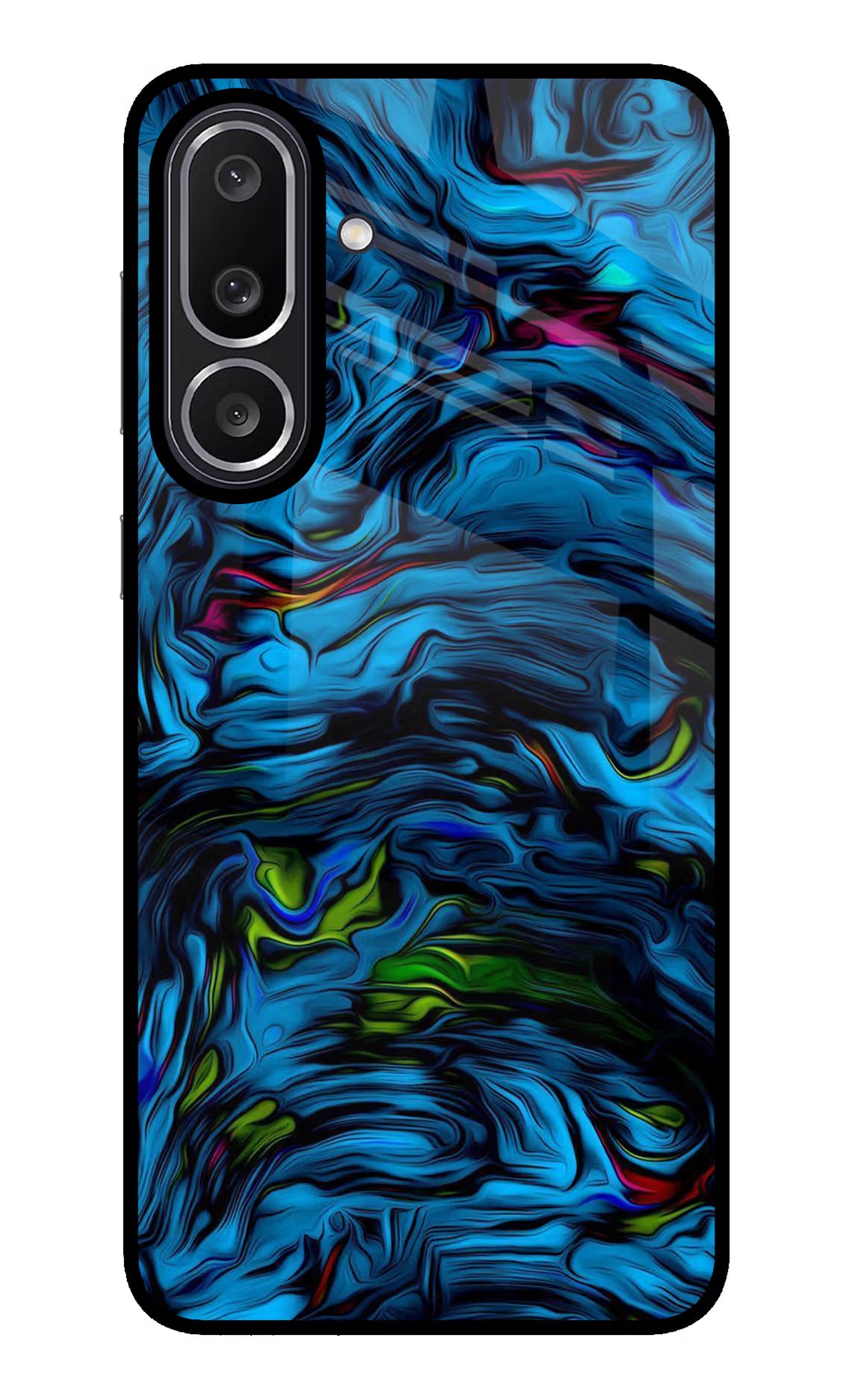 Dark Blue Abstract Samsung M56 5G Glass Case Back Cover by Casekaro