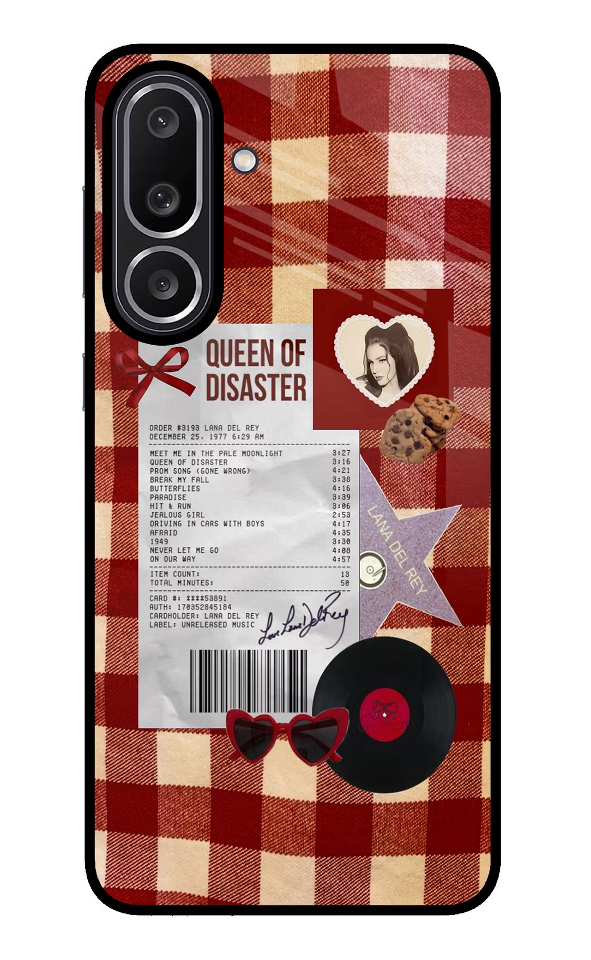 Queen of Disaster Samsung M56 5G Glass Case Back Cover by Casekaro