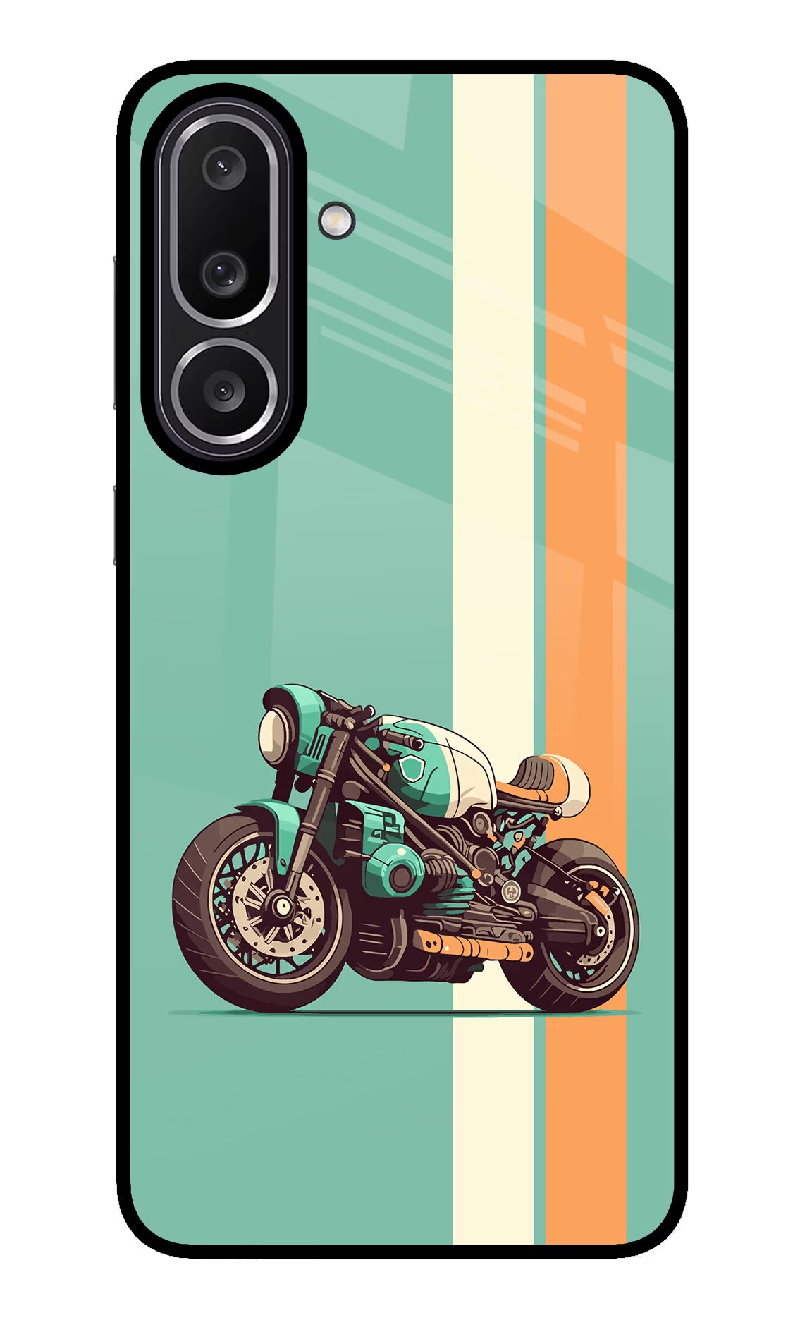 Striped Moto Drift Samsung M56 5G Glass Case Back Cover by Casekaro