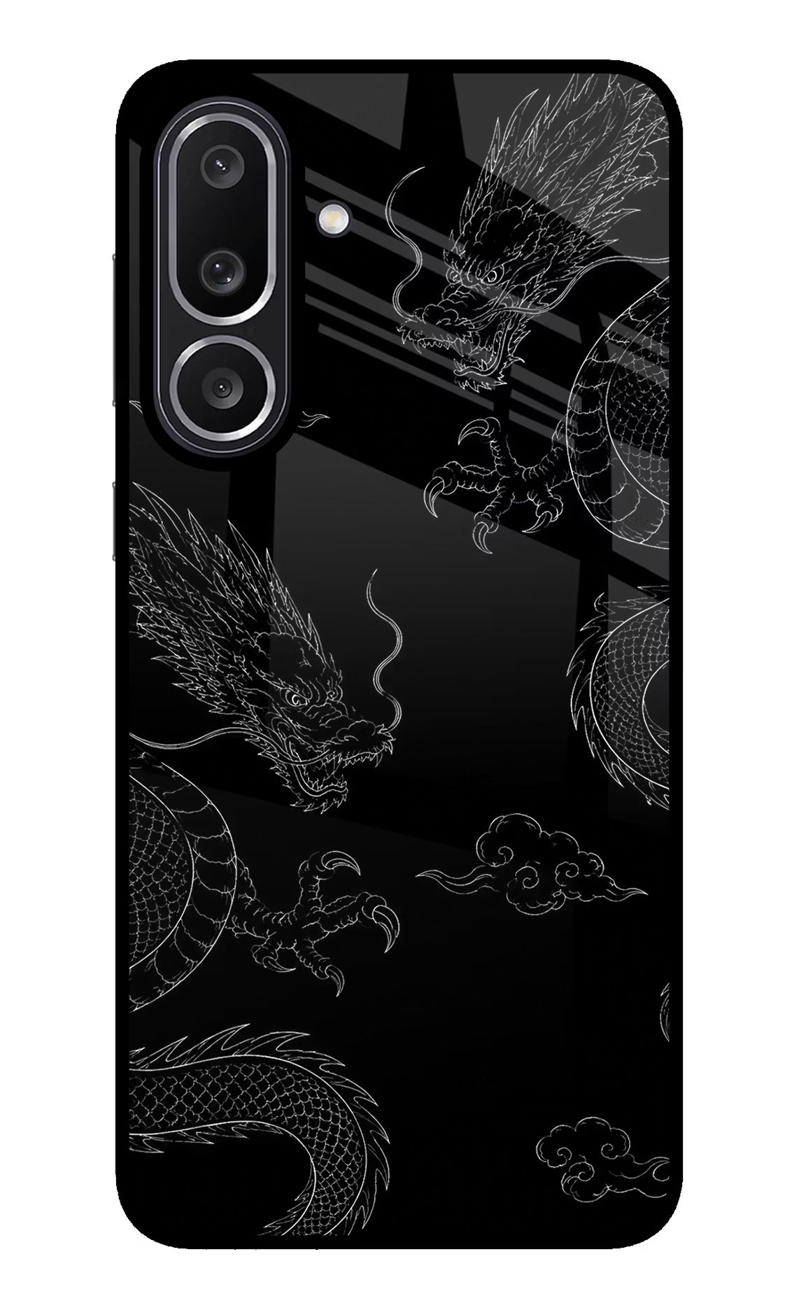 Twin Dragons Samsung M56 5G Glass Case Back Cover by Casekaro