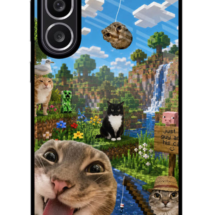 Minecraft Cat Chaos Samsung M56 5G Glass Case
