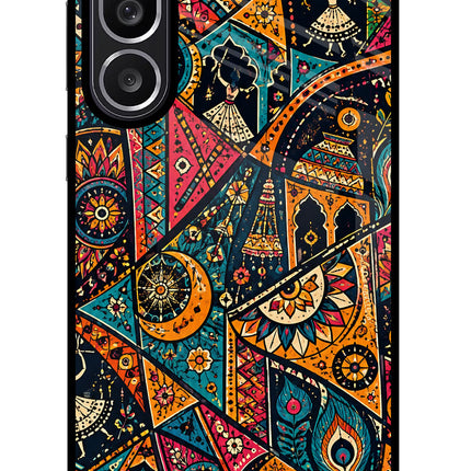 Folk Print Samsung M56 5G Glass Case