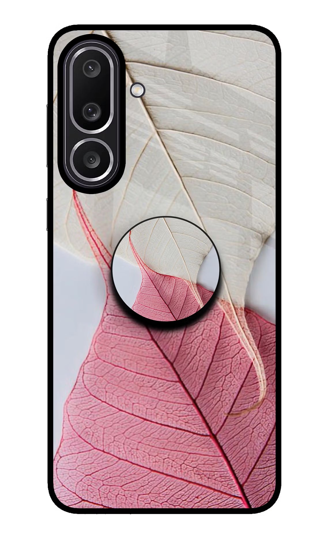 White Pink Leaf Samsung M56 5G Pop Case by Casekaro