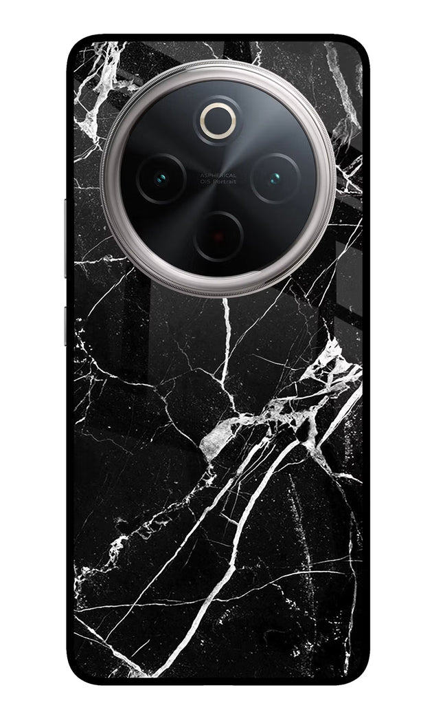 Black Marble Pattern Vivo T4 5G Glass Case Back Cover by Casekaro