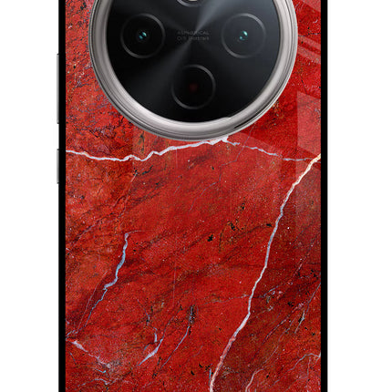 Red Marble Design Vivo T4 5G Glass Case Back Cover by Casekaro