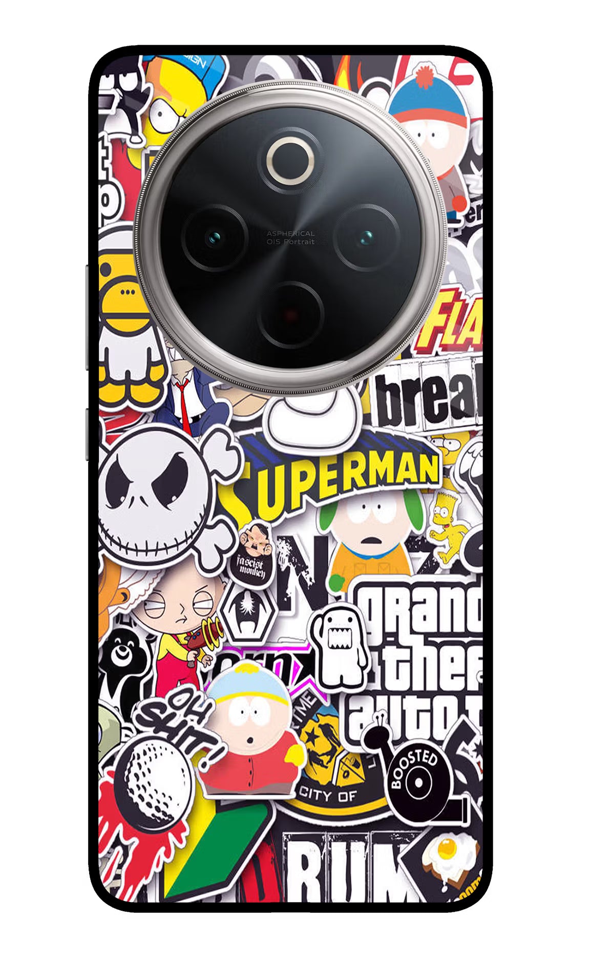 Sticker Bomb Vivo T4 5G Glass Case Back Cover by Casekaro