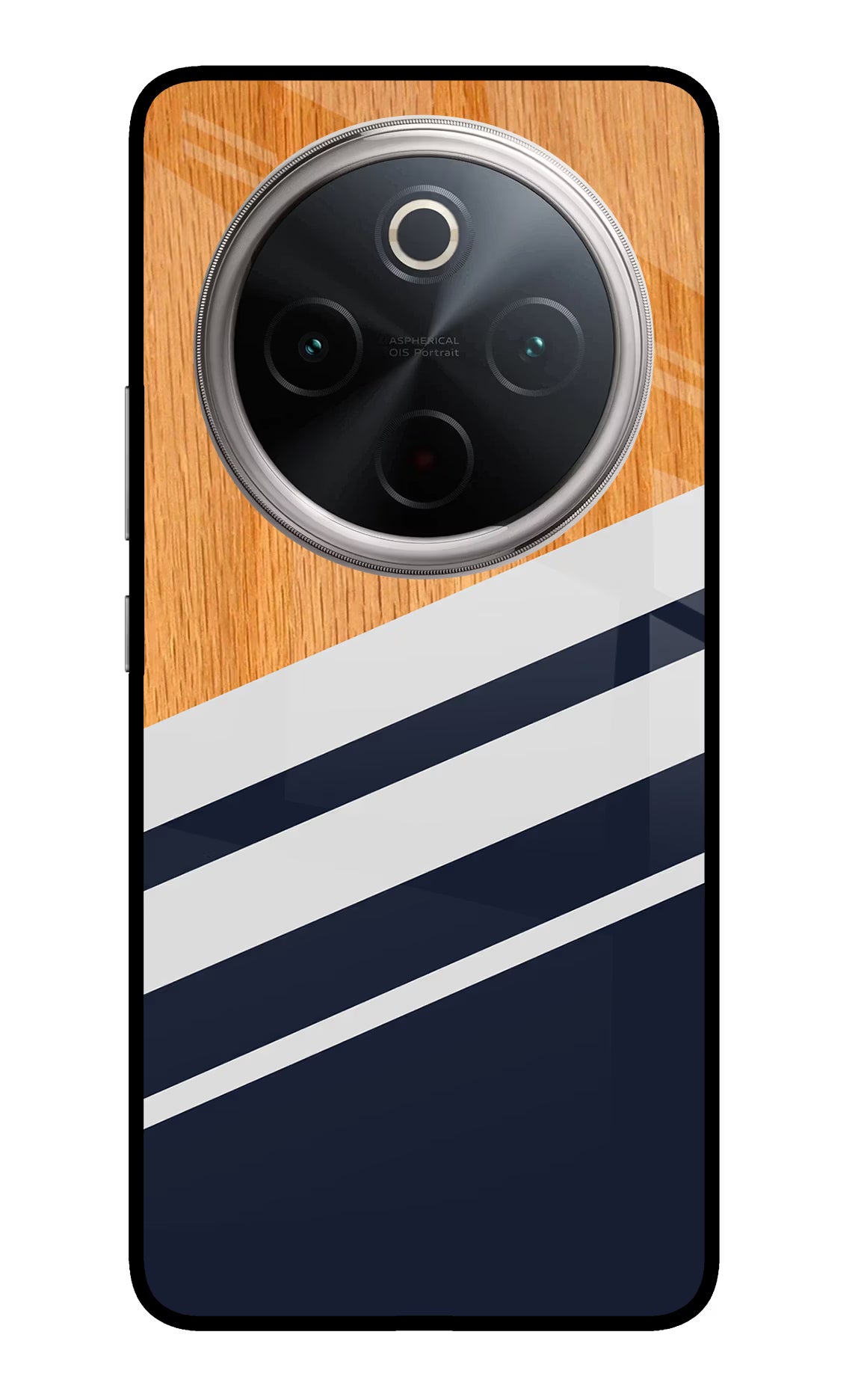 Blue and white wooden Vivo T4 5G Glass Case Back Cover by Casekaro