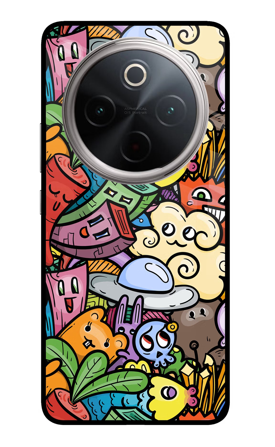 Veggie Doodle Vivo T4 5G Glass Case Back Cover by Casekaro