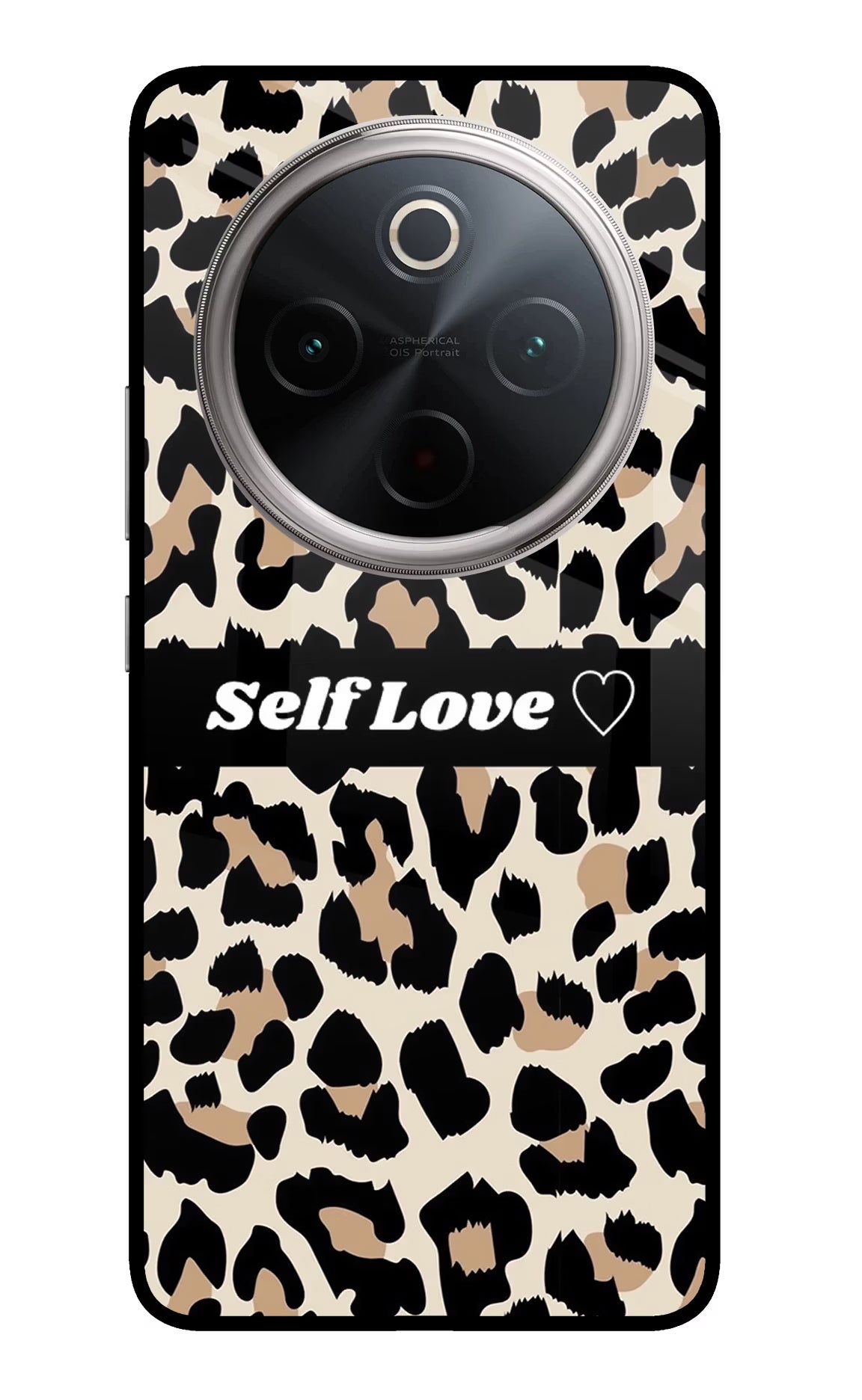 Leopard Print Self Love Vivo T4 5G Glass Case Back Cover by Casekaro