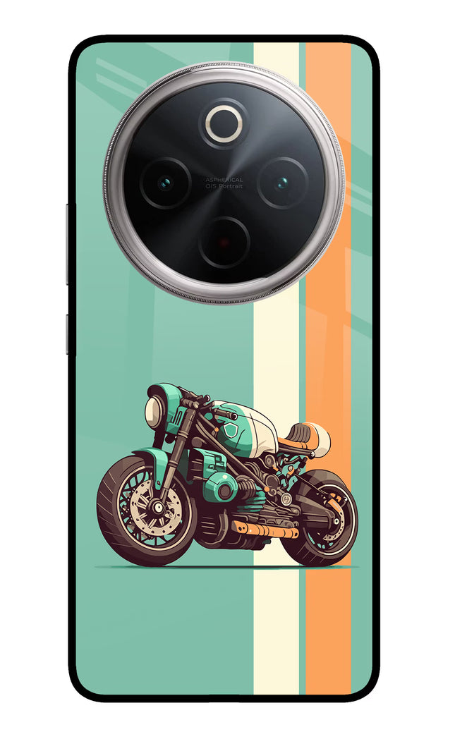 Striped Moto Drift Vivo T4 5G Glass Case Back Cover by Casekaro