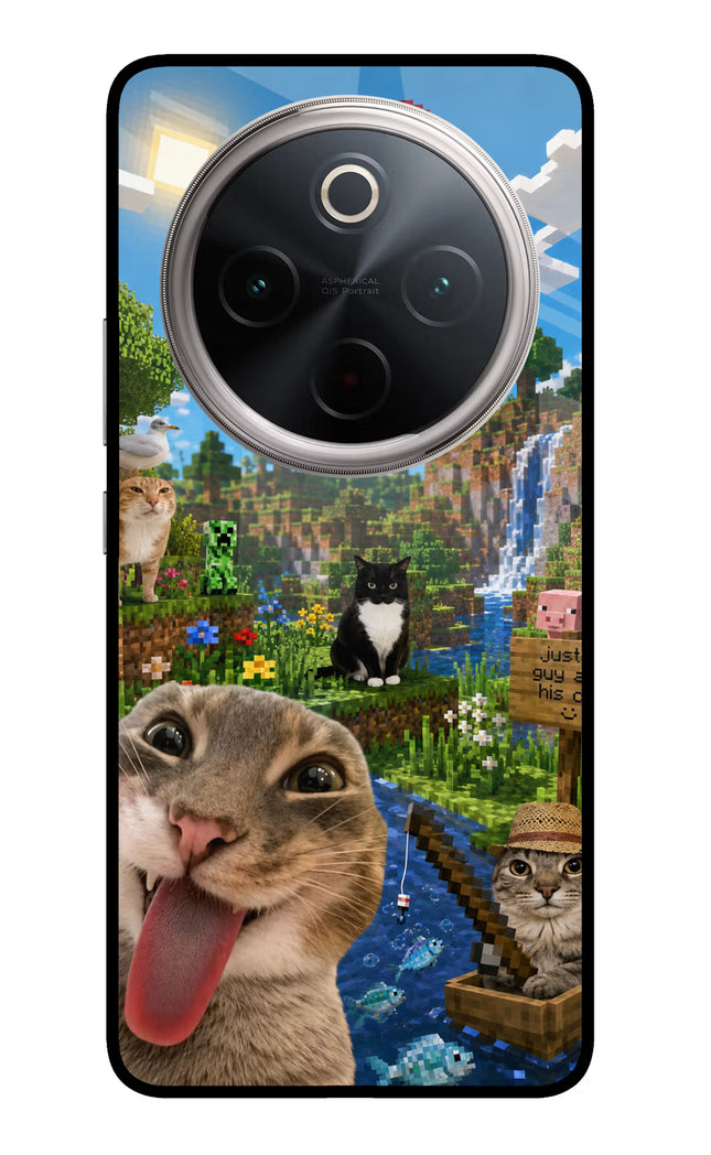 Minecraft Cat Chaos Vivo T4 5G Glass Case Back Cover by Casekaro