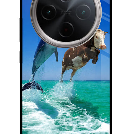 Dolphin vs Cow Vivo T4 5G Glass Case Back Cover by Casekaro