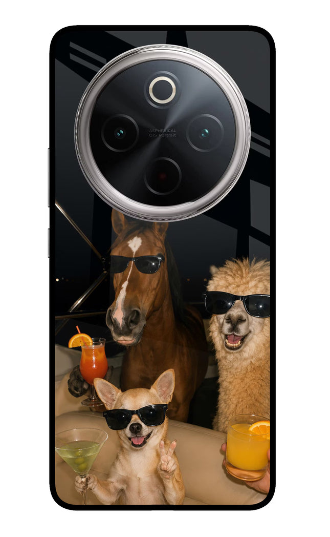 Party Squad Vivo T4 5G Glass Case Back Cover by Casekaro
