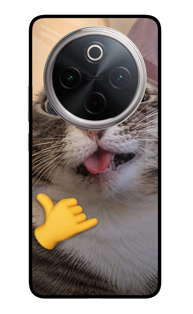 Silly Cat Call Vivo T4 5G Glass Case Back Cover by Casekaro
