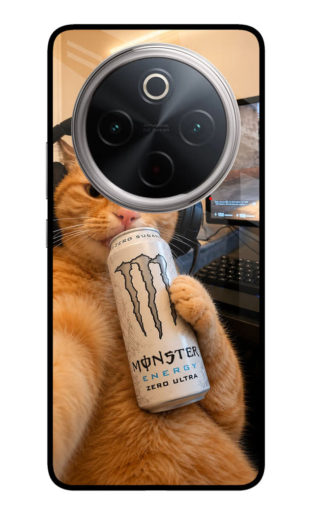 Gamer Cat Energy Vivo T4 5G Glass Case Back Cover by Casekaro