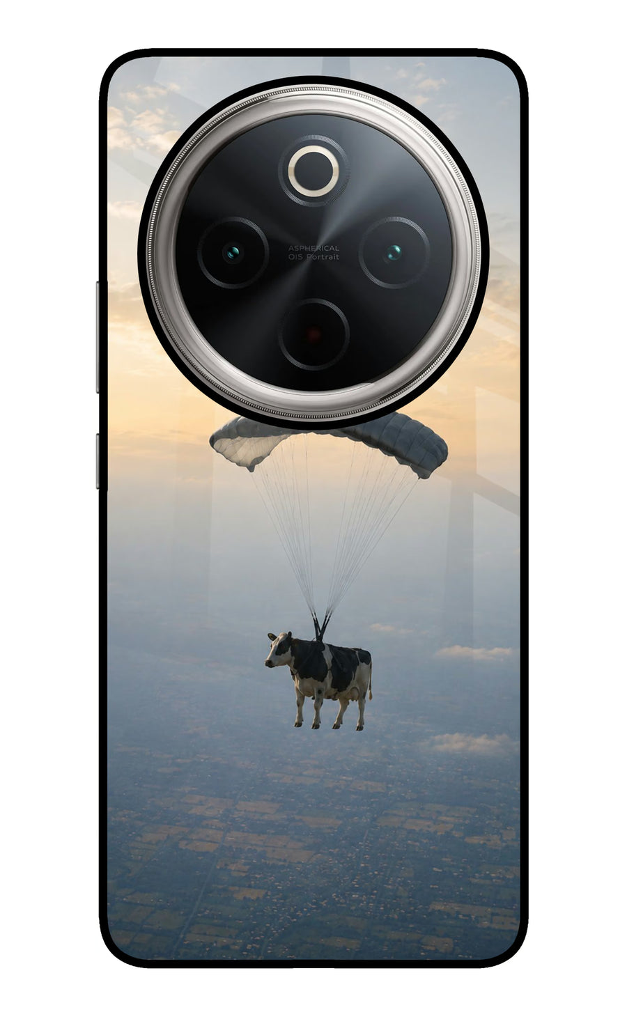 Skydiving Cow Vivo T4 5G Back Cover, Glass case