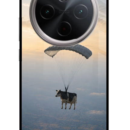 Skydiving Cow Vivo T4 5G Glass Case Back Cover by Casekaro