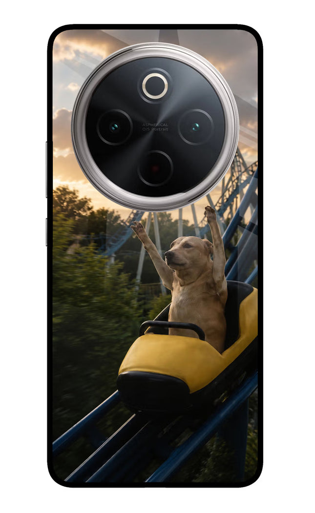Rollercoaster Dog Vivo T4 5G Glass Case Back Cover by Casekaro