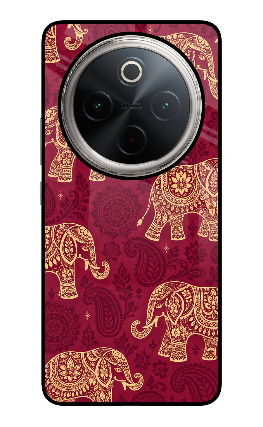 Maroon Elephant Vivo T4 5G Back Cover, Glass case