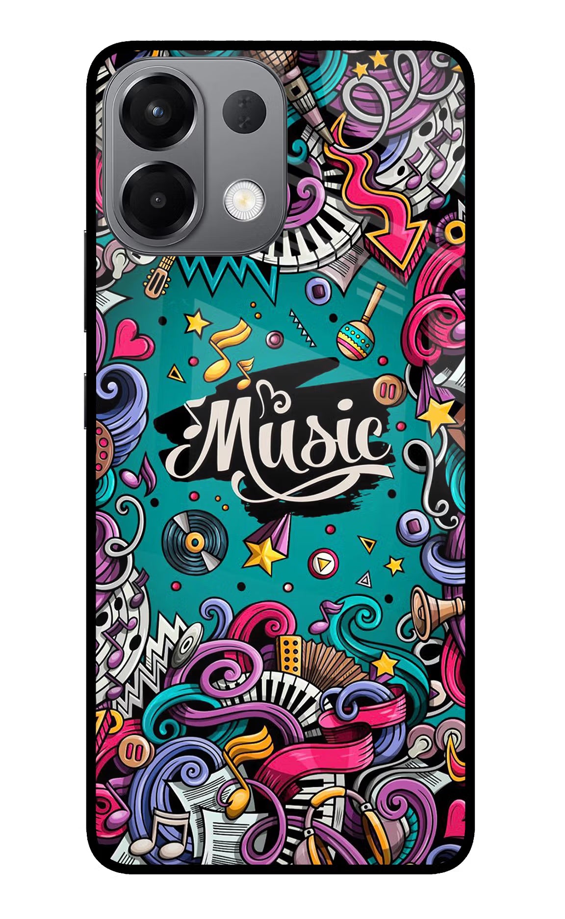 Music Graffiti Oppo K13 5G Glass Case Back Cover by Casekaro
