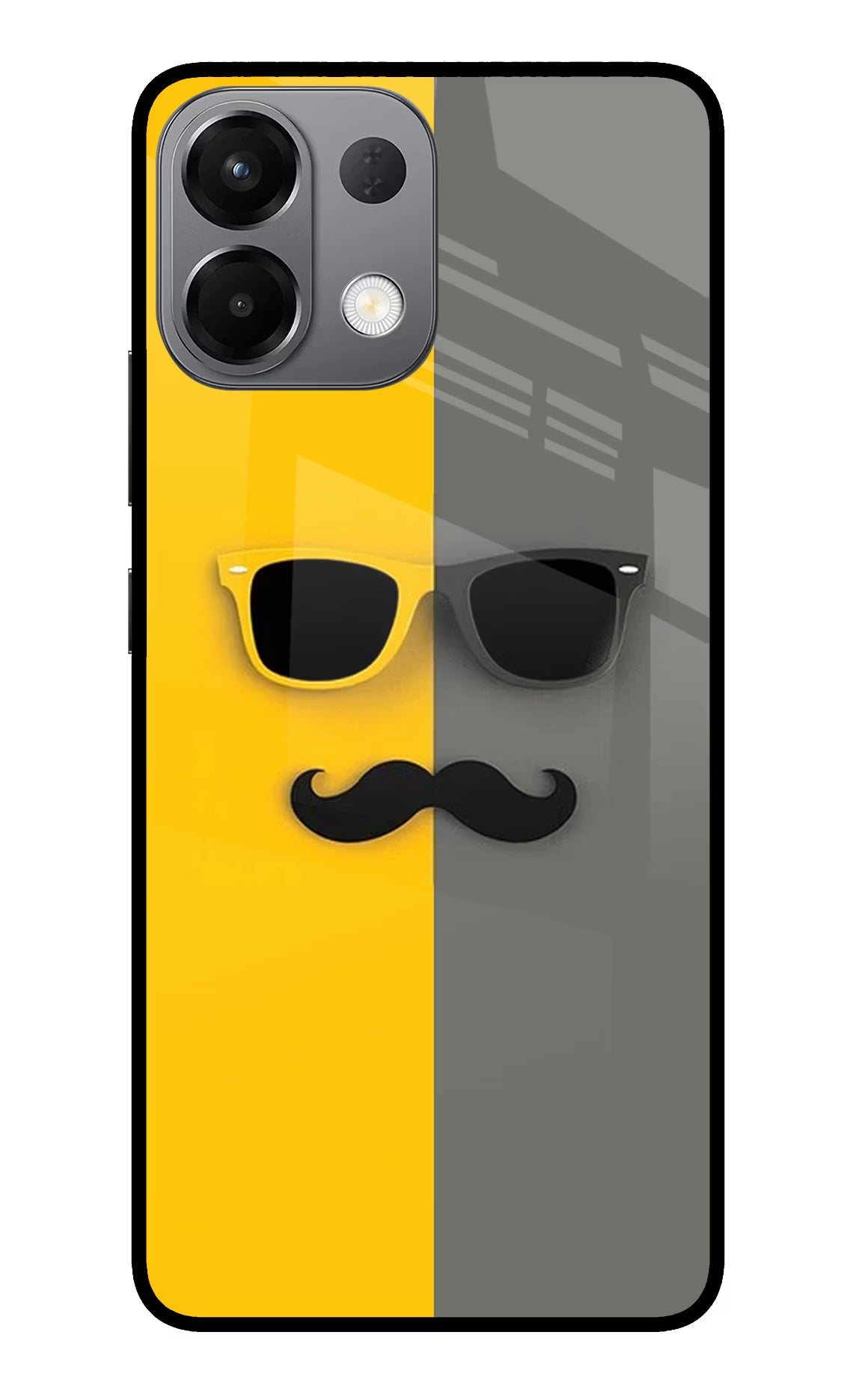 Sunglasses with Mustache Oppo K13 5G Glass Case Back Cover by Casekaro
