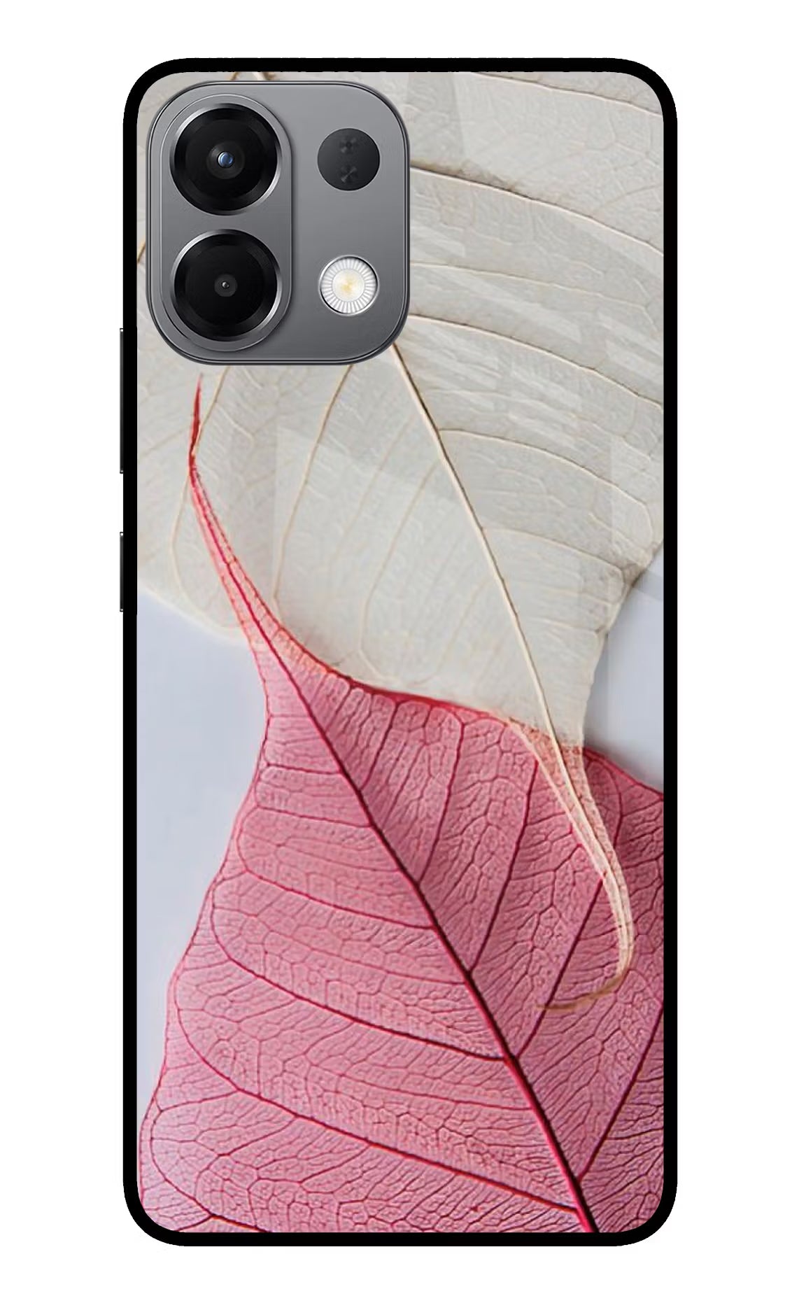 White Pink Leaf Oppo K13 5G Glass Case