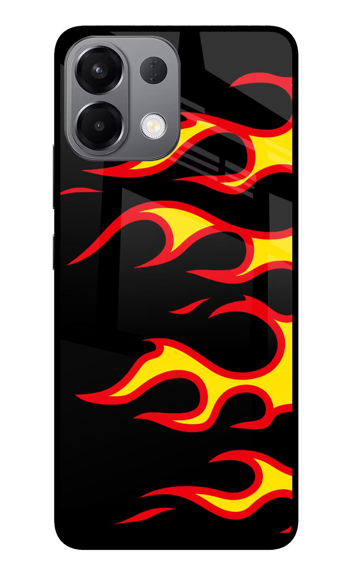 Side Sweep Flames Oppo K13 5G Glass Case Back Cover by Casekaro