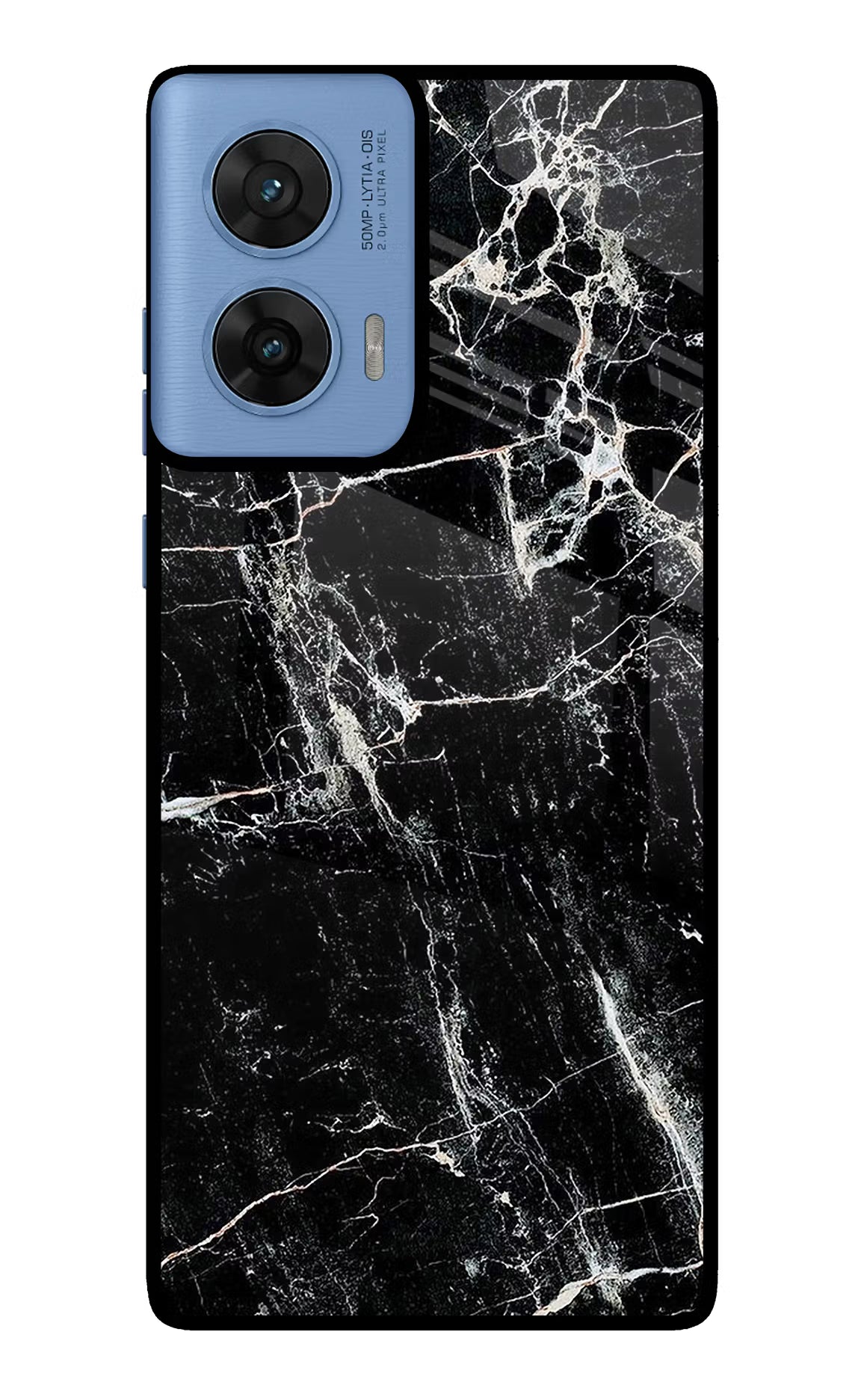 Black Marble Texture Moto G96 5G Glass Case Back Cover by Casekaro
